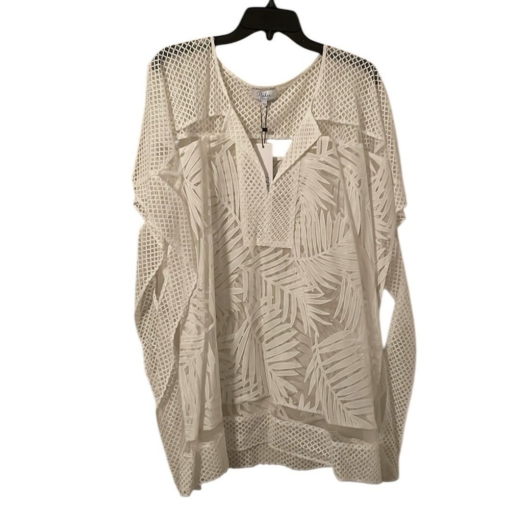 Parker Beach Women's White Beach Palm Swimsuit Oversized Cover Up Size XS/S
